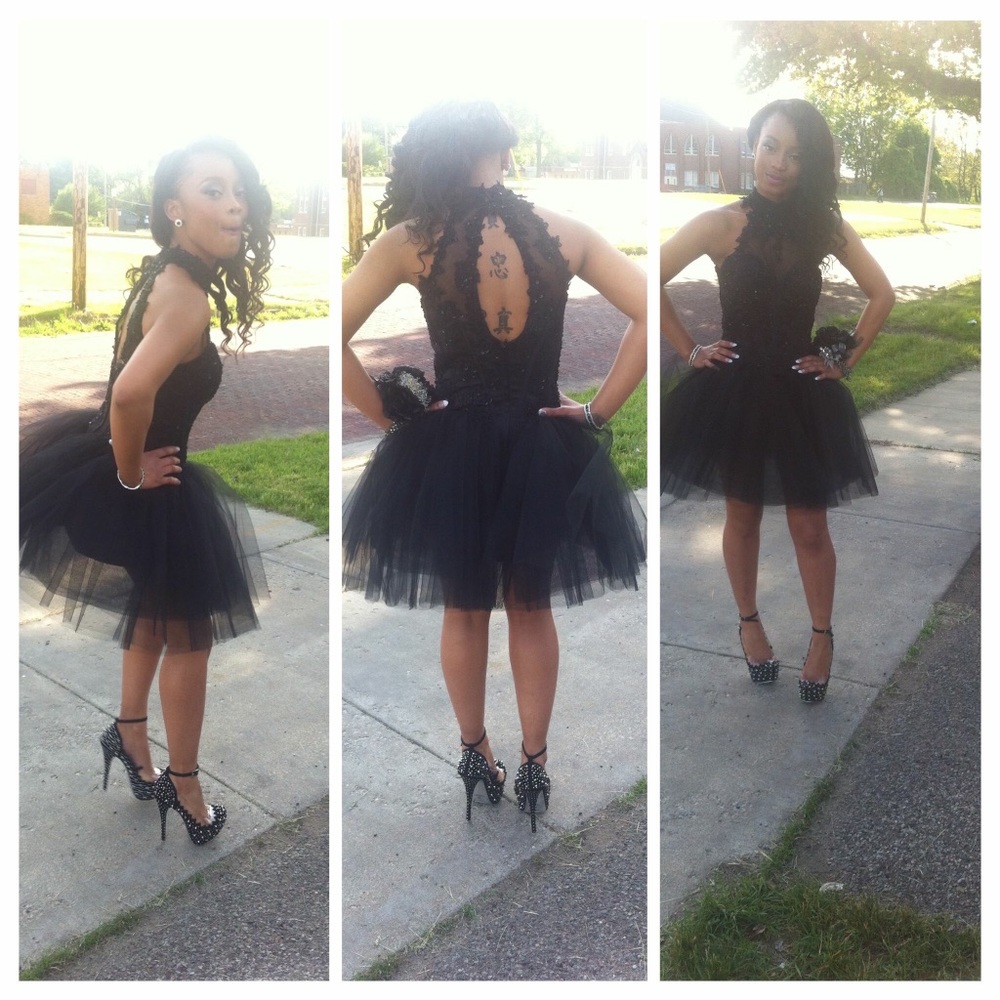 Black Back Out Prom Dress